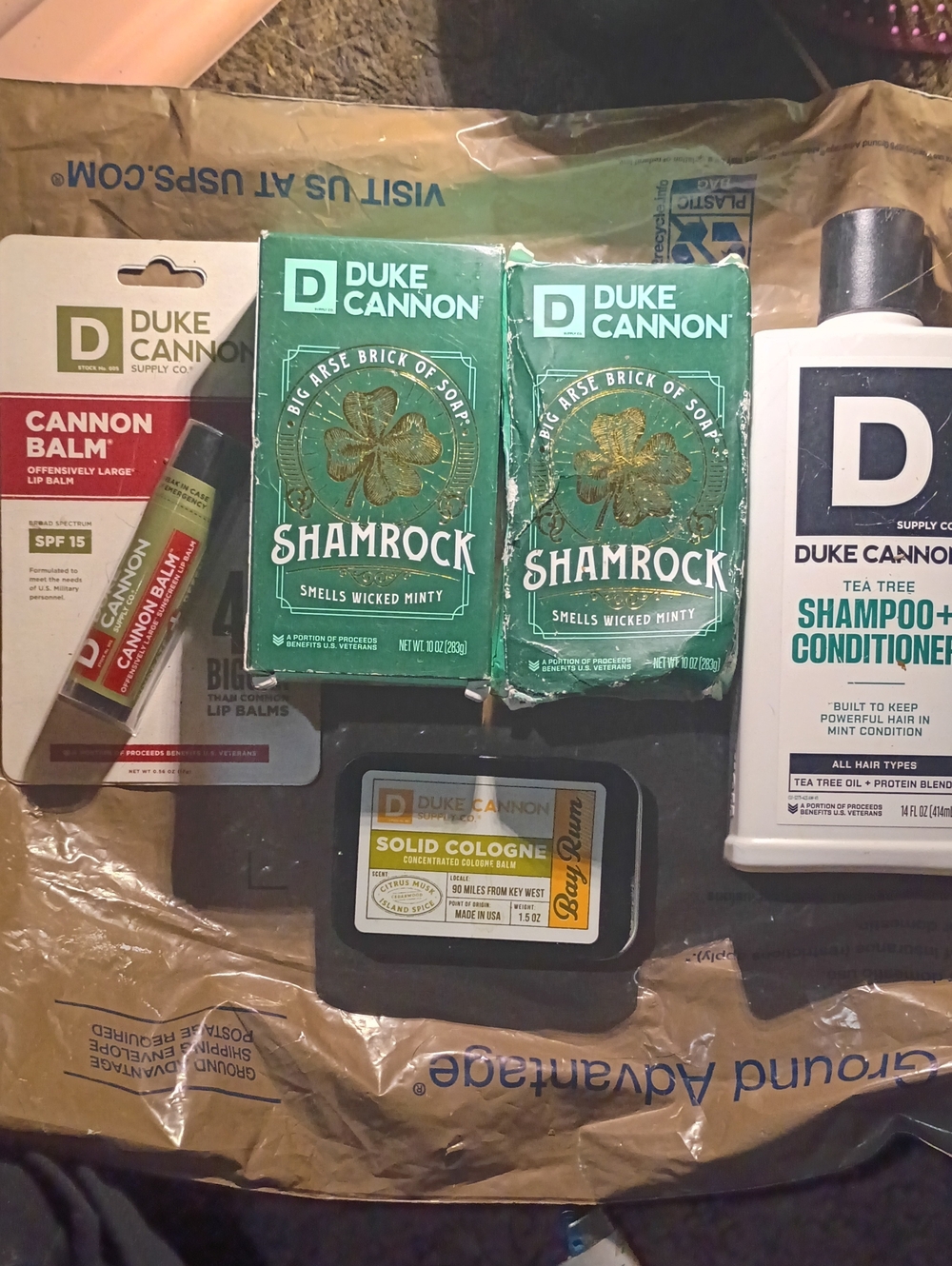 DUKE CANNON Solid Cologne (2) Minty Soap Tea Tree Shampoo/conditioner & Balm